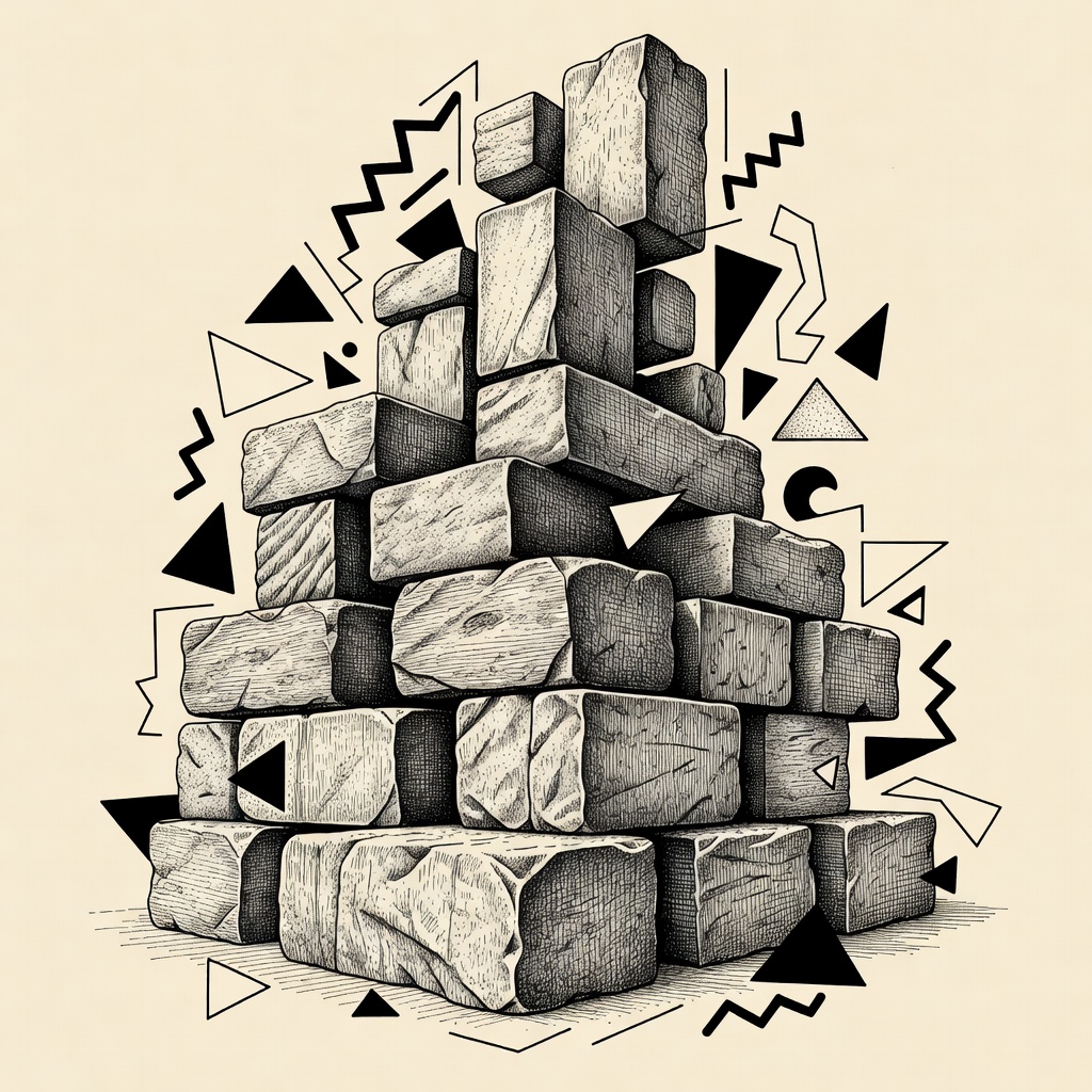 Stacked stone foundation blocks - the substrate layer