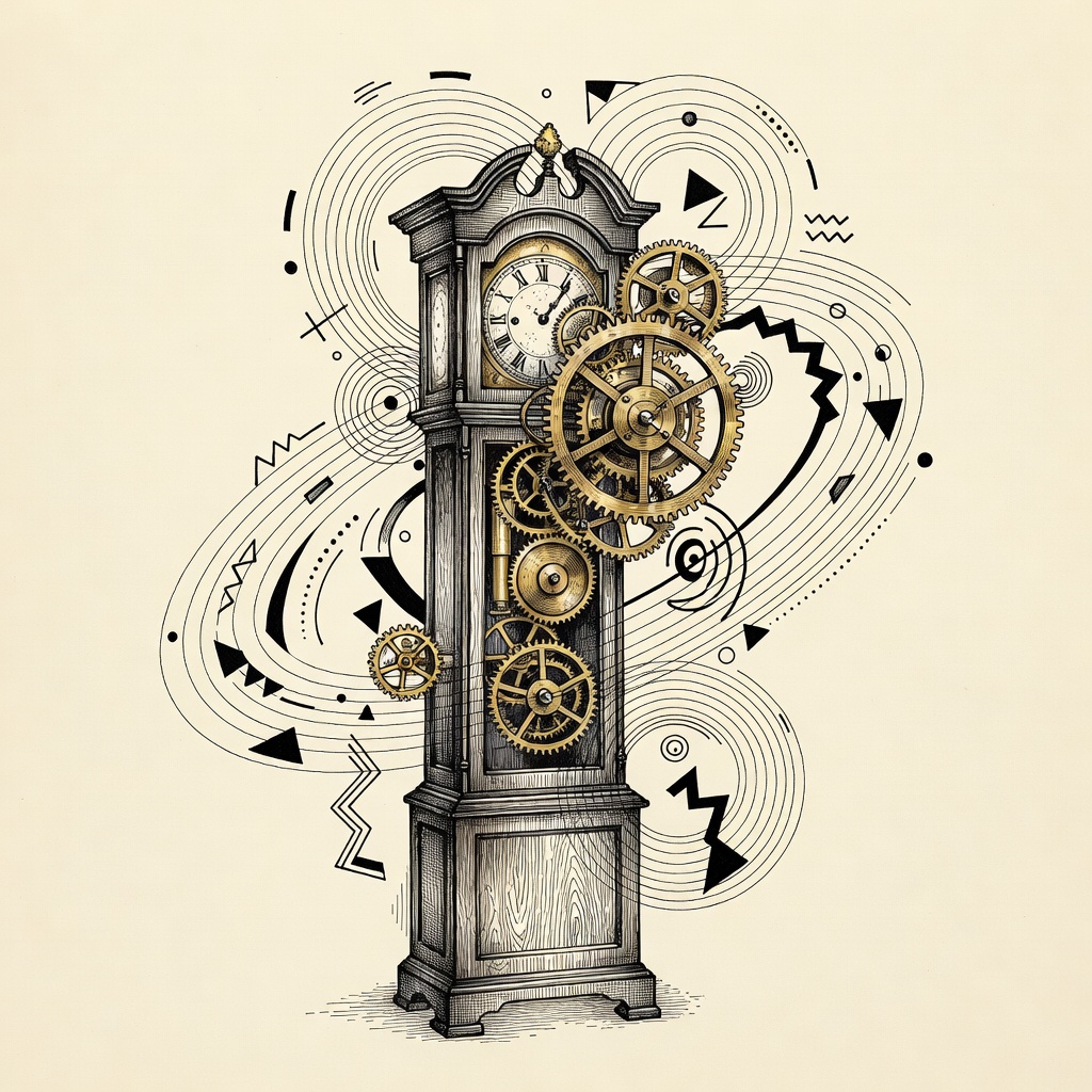 Grandfather clock with ratcheting gears - the discipline layer
