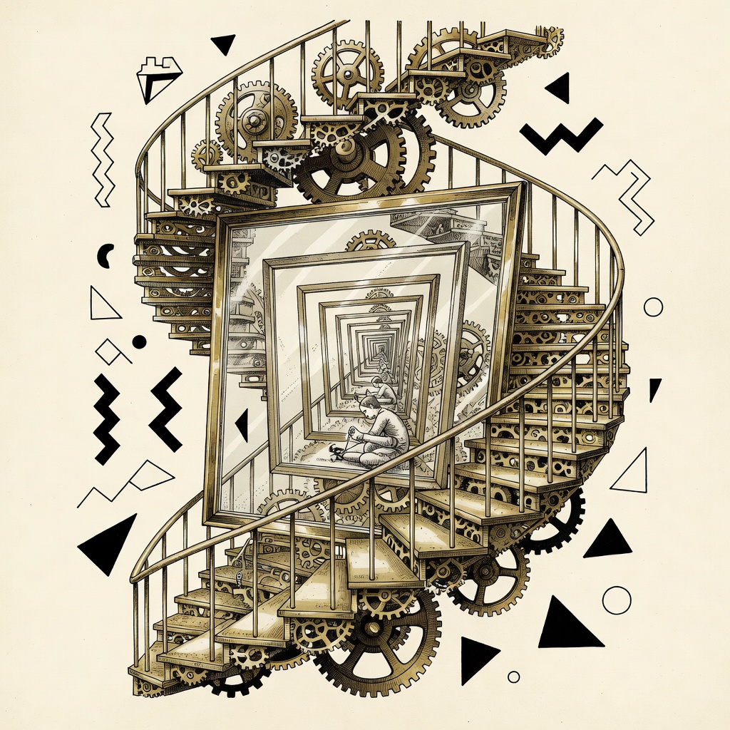 Nested mirrors and ascending spiral - the self-modification layer