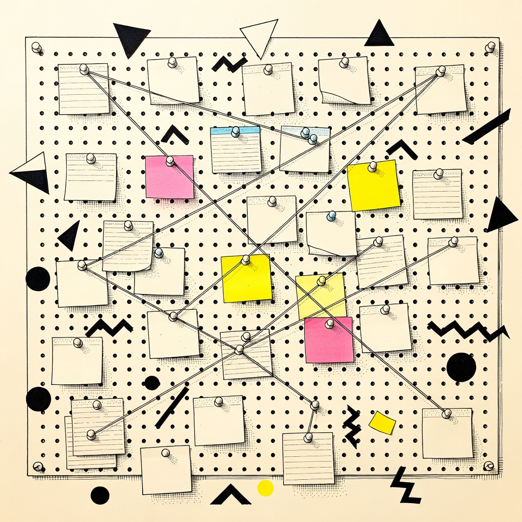 QMD plus graph DB - magnifying glass over a constellation of dotted node links.